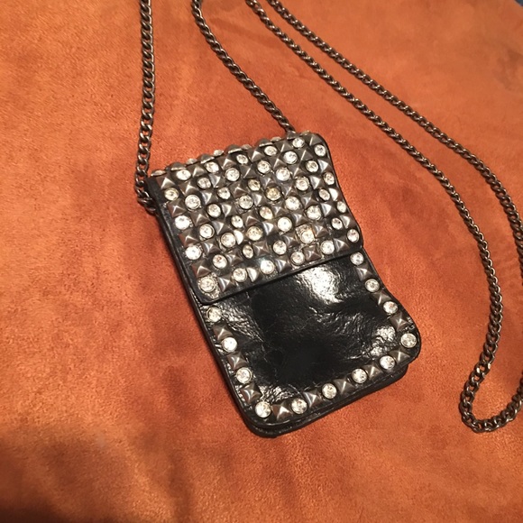 Vintage Small crossbody/belt bag/waist bag with studs and bling! - Picture 3 of 14